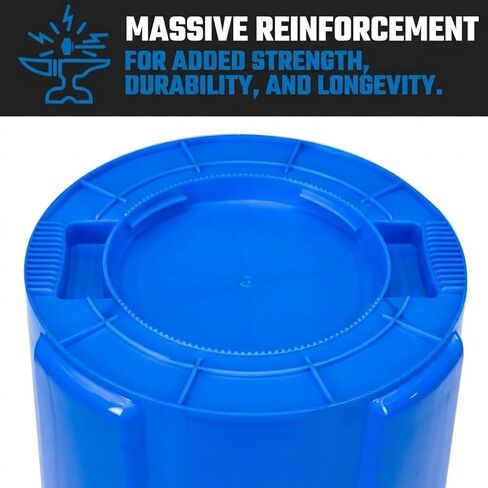 سلة المهملات Magnum سعة 55 جالون، باللون الأزرق عالي الرؤية، درجة البناء، بلاستيك شديد التحمل، موقع العمل جاهز لحمل القمامة وإعادة التدوير، CMTC-C000-55B04 (4 عبوات) in Kuwait