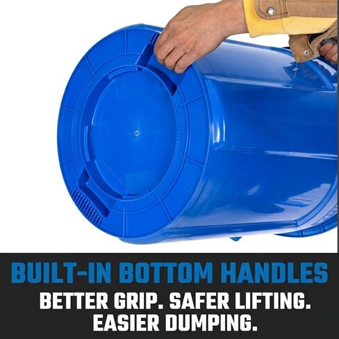 مجموعة سلة المهملات سعة 44 جالون من ماغنوم بلو (سلة المهملات، دوللي هادئة، وغطاء مقوى)، درجة البناء، موقع العمل جاهز للتعامل مع القمامة ولفها CMTC-CLD0-44B05 (5 مجموعات) in Kuwait
