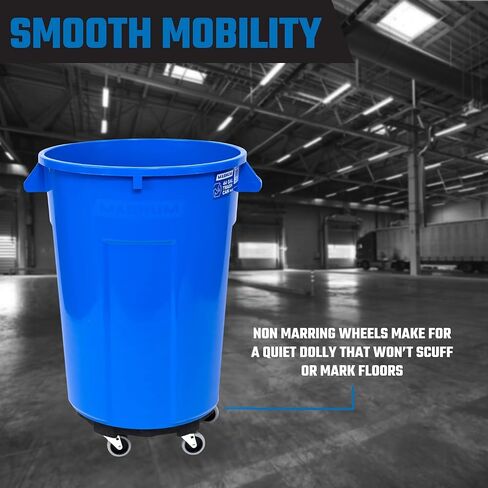 مجموعة سلة المهملات سعة 44 جالون من ماغنوم بلو (سلة المهملات، دوللي هادئة، وغطاء مقوى)، درجة البناء، موقع العمل جاهز للتعامل مع القمامة ولفها CMTC-CLD0-44B02 (مجموعتان) in Kuwait