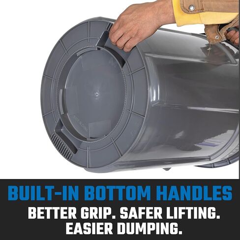 Magnum Gray 44 Gallon Trash Can Set (Trash Can, Quiet Dolly, and Reinforced Lid), Construction Grade, Jobsite Ready for Handling and Rolling Garbage CMTC-CLD0-44G02 (2 Set) in Kuwait