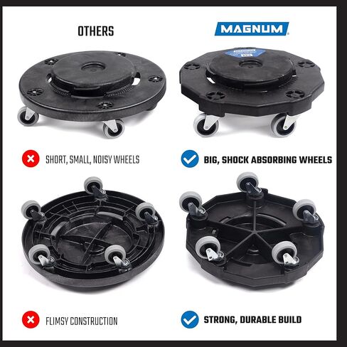 Magnum Gray 44 Gallon Trash Can Set (Trash Can, Quiet Dolly, and Reinforced Lid), Construction Grade, Jobsite Ready for Handling and Rolling Garbage CMTC-CLD0-44G02 (2 Set) in Kuwait