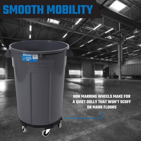 Magnum Gray 44 Gallon Trash Can Set (Trash Can, Quiet Dolly, and Reinforced Lid), Construction Grade, Jobsite Ready for Handling and Rolling Garbage CMTC-CLD0-44G02 (2 Set) in Kuwait