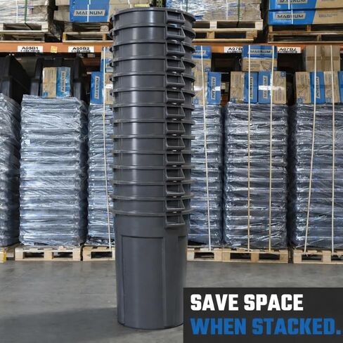 Magnum Gray 44 Gallon Trash Can Set (Trash Can, Quiet Dolly, and Reinforced Lid), Construction Grade, Jobsite Ready for Handling and Rolling Garbage CMTC-CLD0-44G02 (2 Set) in Kuwait