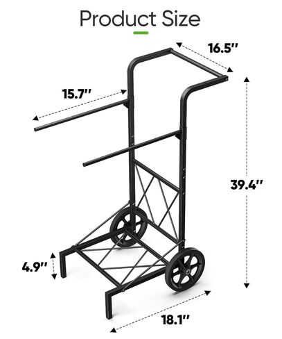 Garden Trash Bag Holder Cart with Wheels, Adjustable Metal Leaf Bag Holder from 30-45 Gallon Capacity, Heavy Duty Outdoor Mobile Garbage Lawn Bags Cart Stand for Yard Gardening Camping, Black in Kuwait