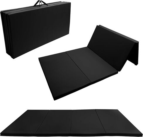 Fitvids 4'x8'x2" Folding Gymnastics Mat, Home Exercise Mat with Carrying Handles, Gym Workout Tumbling Mat for Yoga, Pilates, Stretching, MMA, Core Workouts, Fitness Aerobics Mats for Gym Training, Multiple Colors in Saudi Arabia