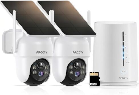 Security Cameras Wireless Outdoor, 4 Cam-Kit, 4MP Solar Security Camera Wireless System with 360° Pan & Tilt, HD Color Night Vision, Motion Detection, 64GB Memory Card, No Monthly Fee in Saudi Arabia
