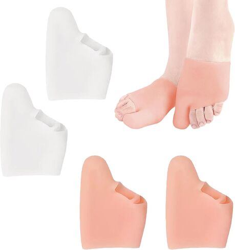 2 Pairs Bunion Corrector Separator with Forefoot Cushioning Pads Bunion Cushion Protector for Big Toe Reusable & Washable Gel for Foot Pain Relief from Friction Rubbing Pressure - White in Saudi Arabia