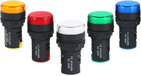 5PCS Plastic Power Signal Lamp AD16-22DS Small LED Indicator Light Beads 12V 24V 220V Red White Green Blue and Yellow(YELLOW-12V) in Saudi Arabia