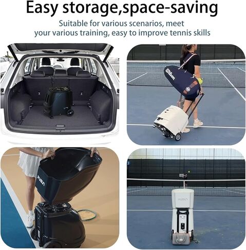 PT-SMART Smart App Controlled Tennis Ball Machine with 4-6 Hours Battery Life, 120km/h Speed, 100+ Ball Capacity & 12 Training Modes, Portable Tennis Trainer for Home and Court Practice in Saudi Arabia