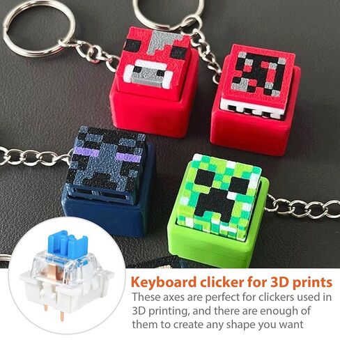 90 Pcs Blue Clicky Keyboard Switches, 3D Printer Keyboard Switch Set with Audible Click Tactile Feel, 3Pin Compatible for DIY 3D Print Clicker, Includes Keycap Puller Cleaning Brush & Cloth in Saudi Arabia