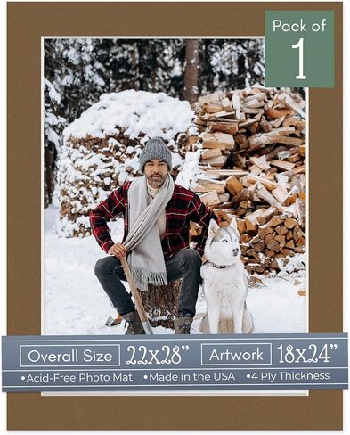 CountryArtHouse Navy Blue Acid Free 22x28 Picture Frame Mats with White Core Bevel Cut for 18x24 Pictures - Fits 22x28 Frame - One Mat - with Bag & Backing in Kuwait