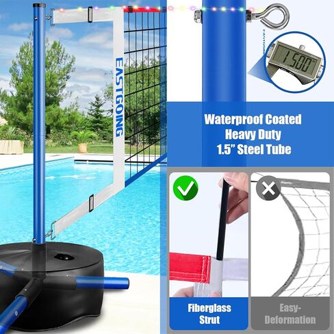 شبكة كرة الطائرة الشرقية على البركة الشرق مع الخفيفة وطول قابلة للتعديل 15-25 قدمًا ， نظام شبكة سباحة لكرة الطائرة مع 2 كرات الطائرة وقاعدة الخدمة الثقيلة. in Kuwait