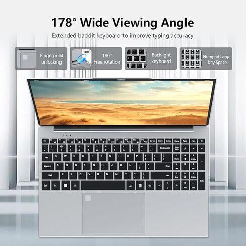 2025 جهاز كمبيوتر محمول ، 15.6 "كمبيوتر محمول مع 16 جيجابايت DDR4 512GB SSD ، N5095 رباعي النواة حتى 2.9 جيجا هرتز ، محمول محمولة مع لوحة مفاتيح الإضاءة الخلفية ، بصمات الأصابع ، FHD 1920 * 1200 ، WIFI5 ، BT4.2 ، ورب 11 Pro Pro 11 in Kuwait