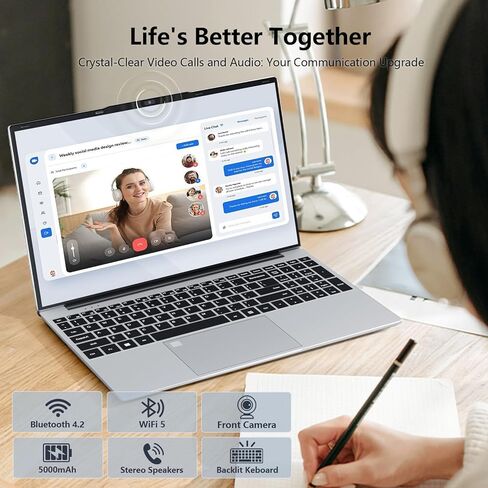 2025 جهاز كمبيوتر محمول ، 15.6 "كمبيوتر محمول مع 16 جيجابايت DDR4 512GB SSD ، N5095 رباعي النواة حتى 2.9 جيجا هرتز ، محمول محمولة مع لوحة مفاتيح الإضاءة الخلفية ، بصمات الأصابع ، FHD 1920 * 1200 ، WIFI5 ، BT4.2 ، ورب 11 Pro Pro 11 in Kuwait