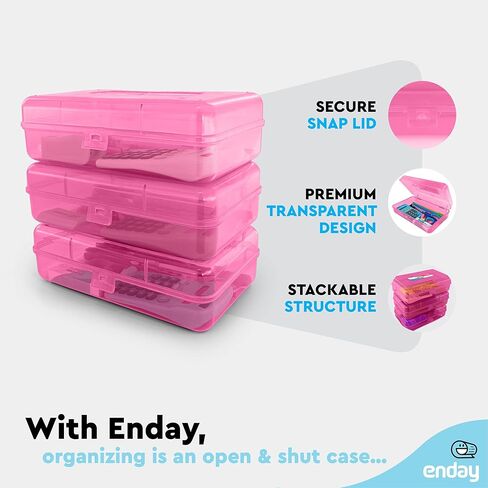 Emraw Utility Storage Box - Bright Color Multi Purpose Pencil Box for School Supplies Durable Plastic Pencil Box, Small Plastic Pencil Case, Mini Organizer Storage Box (Random 4-Pack) in Kuwait