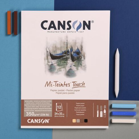 Canson Mi-Teettes Colored Drawing 335g 24 × 32 سم ، و 6 ألوان ذات رمل ناعم ، و 12 ورقة ، ووسائط باستيل ووسائط مختلطة ، مثالية للفنانين والرسامين المحترفين in Kuwait