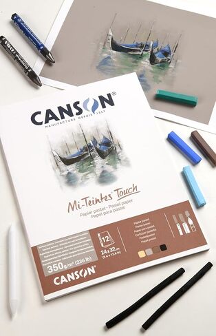 Canson Mi-Teettes Colored Drawing 335g 24 × 32 سم ، و 6 ألوان ذات رمل ناعم ، و 12 ورقة ، ووسائط باستيل ووسائط مختلطة ، مثالية للفنانين والرسامين المحترفين in Kuwait