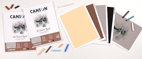 Canson Mi-Teettes Colored Drawing 335g 24 × 32 سم ، و 6 ألوان ذات رمل ناعم ، و 12 ورقة ، ووسائط باستيل ووسائط مختلطة ، مثالية للفنانين والرسامين المحترفين in Kuwait