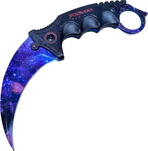 سكين مخلب تانغ كامل 7.56 بوصة، فئة CSGO Karambit ELITE - مجرة ​​بيضاء، شفرات فولاذية 3cr13 55HRC حادة in Kuwait