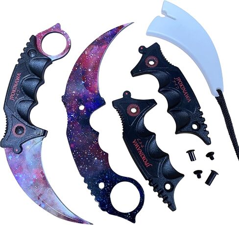 سكين مخلب تانغ كامل 7.56 بوصة، فئة CSGO Karambit ELITE - مجرة ​​بيضاء، شفرات فولاذية 3cr13 55HRC حادة in Kuwait