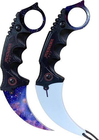 سكين مخلب تانغ كامل 7.56 بوصة، فئة CSGO Karambit ELITE - مجرة ​​بيضاء، شفرات فولاذية 3cr13 55HRC حادة in Kuwait