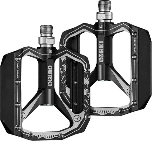 corki Extra Large Mountain Bike Pedals Flat, Aluminum Alloy MTB Pedals, Wide Platform Pedals 9/16"(Black Red Purple Green) in Saudi Arabia