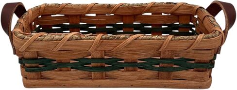 Oak Cracker Server Basket Leather Handles (Blue) in Kuwait
