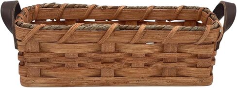 Oak Cracker Server Basket Leather Handles (Blue) in Kuwait