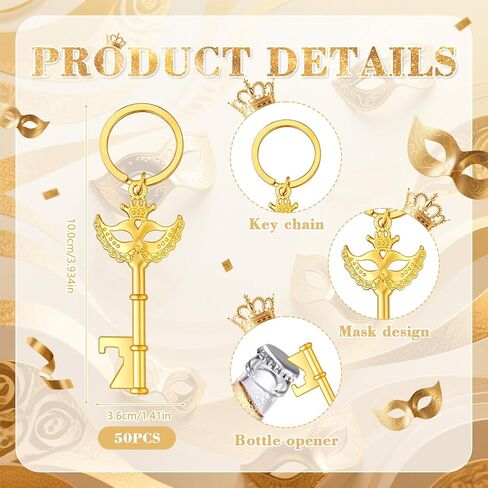 50Pcs Masquerade Party Favors Mask Design Bottle Openers for Masquerade Mask Party Wedding Favors Bridal Shower Party Masquerade Ball Decor for Girls Quinceanera Birthday in Kuwait