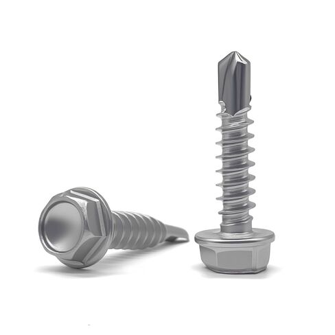 #8 x 1/2" 240pcs 410 Stainless Steel Hex Washer Head Sheet Metal Screws – Self-Tapping, Silver Finish, with Screwdriver Bit Included by NIANXIHAN in Kuwait