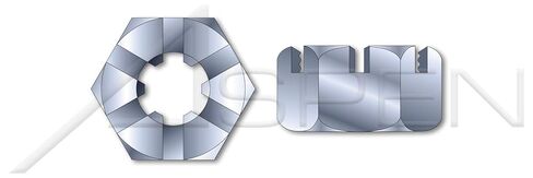 (50 pcs) M6-1.0, DIN 935 / ISO 7035, Metric, Slotted Castle Nuts, Steel, Zinc Plated in Kuwait