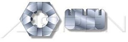 (50 pcs) M6-1.0, DIN 935 / ISO 7035, Metric, Slotted Castle Nuts, Steel, Zinc Plated in Kuwait