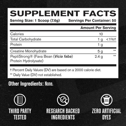 Jacked Factory Creatine + Peptides - Creatine Monohydrate and PeptiStrong Peptides for Muscle Growth and Reduced Muscle Breakdown - Unflavored - 50 Servings in Kuwait