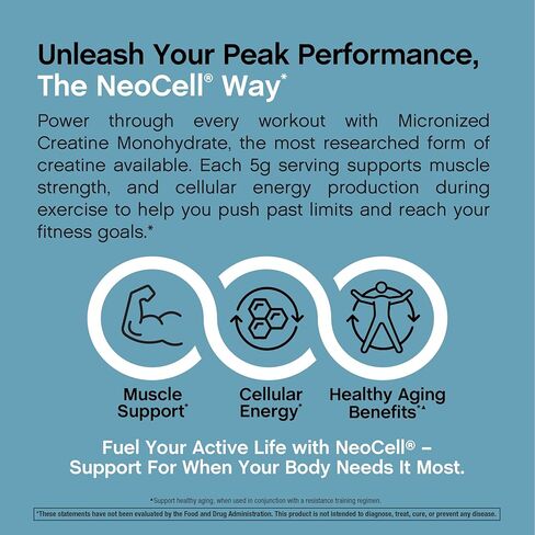 NeoCell Creatine Monohydrate Powder | 1.1 lb | Unflavored | Micronized Supplement | for Women and Men in Kuwait