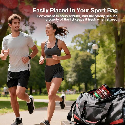 علكات الكرياتين للرجال والنساء - علكات الكرياتين أحادية الهيدرات القابلة للمضغ مع التورين وفيتامين ب12، 5 جرام كرياتين لكل حصة، نباتية، نكهة الفراولة، 120 قطعة in Kuwait