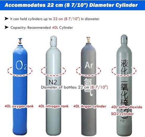 Heavy Duty Gas Cylinder Cart for Laboratories, Schools & Workshops - Oxygen, Nitrogen, Acetylene Tank Trolley with Safety Chain, Supports 440kg/880lbs Load in Saudi Arabia