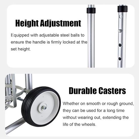 Adjustable Aluminum Alloy Oxygen Tank Holder Cart - 2-Wheel Rolling Dolly for 14.6cm (5.75") Gas Cylinders - Ideal for Home & Laboratory Use in Saudi Arabia