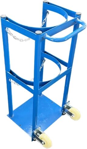 Heavy Duty Universal Oxygen Tank Holder Cart - Portable Rolling Trolley for 2 Gas Cylinders - Durable Rack for Laboratory, Factory & Medical Use in Saudi Arabia