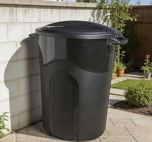 32 Gallon Garbage Can, Included Lid, Indoor/Outdoor, Black in Saudi Arabia