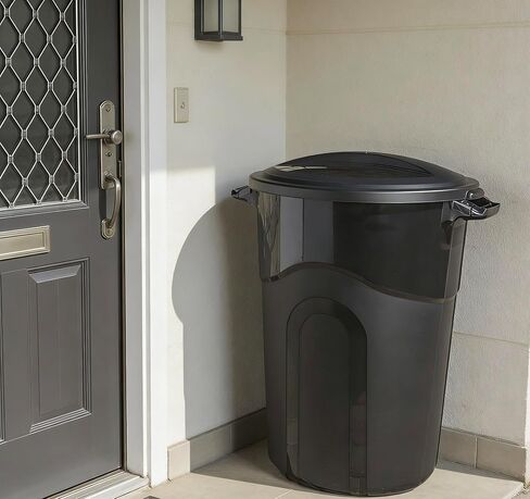 32 Gallon Garbage Can, Included Lid, Indoor/Outdoor, Black in Saudi Arabia