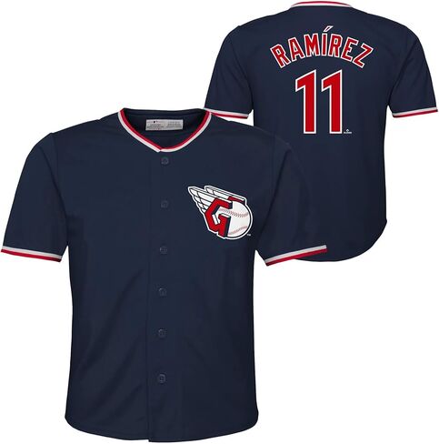 Outerstuff Jose Ramirez Cleveland Guardians #11 MLB البيسبول للأطفال الشباب 4-18 فريق البحرية اللون شعار لاعب البيسبول جيرسي in Kuwait