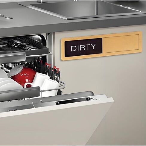 Acrylic Dishwasher Clean Dirty Sign, Self-Adhesive Reversible Indicator Slider, Kitchen Status Reminder with Extra Adhesive Tapes for Dishwasher & Home Use in Saudi Arabia