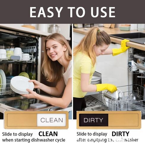 Acrylic Dishwasher Clean Dirty Sign, Self-Adhesive Reversible Indicator Slider, Kitchen Status Reminder with Extra Adhesive Tapes for Dishwasher & Home Use in Saudi Arabia