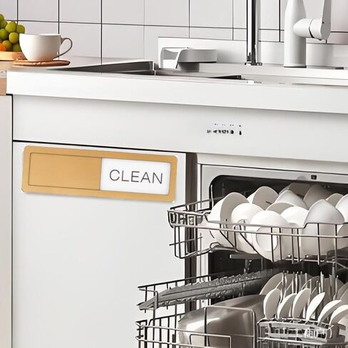 Acrylic Dishwasher Clean Dirty Sign, Self-Adhesive Reversible Indicator Slider, Kitchen Status Reminder with Extra Adhesive Tapes for Dishwasher & Home Use in Saudi Arabia