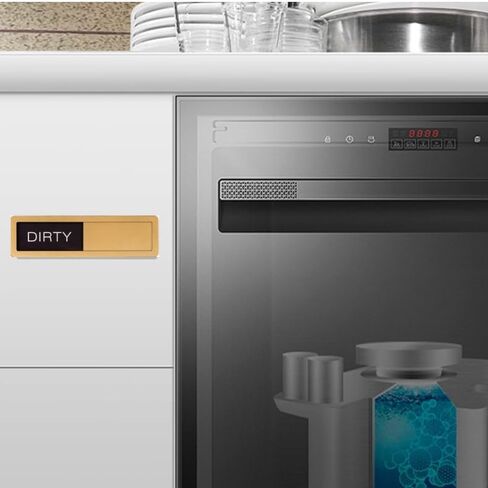 Acrylic Dishwasher Clean Dirty Sign, Self-Adhesive Reversible Indicator Slider, Kitchen Status Reminder with Extra Adhesive Tapes for Dishwasher & Home Use in Saudi Arabia