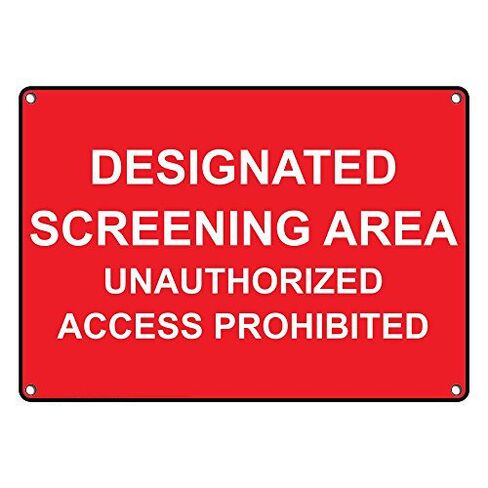 منطقة فحص بلاستيكية مقاومة للعوامل الجوية، علامة غير مصرح بها مع نص باللغة الإنجليزية in Kuwait