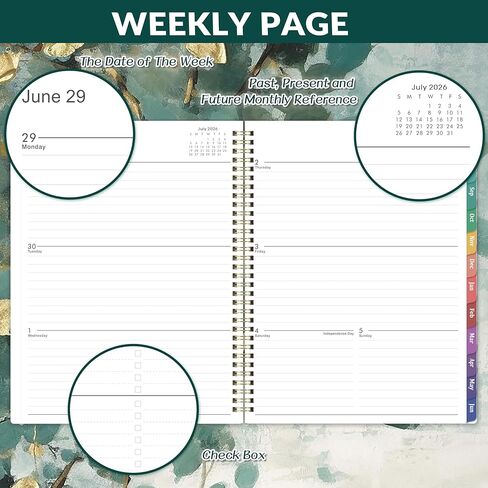 2026 Planner - Planner 2026 Weekly and Monthly ، 9'x11 '' ، يناير 2026 - ديسمبر 2026 ، 2026 مخططًا أسبوعيًا وشهريًا ، علامات تبويب ، جيب ، ملزمة مزدوجة - أوراق فنية in Kuwait