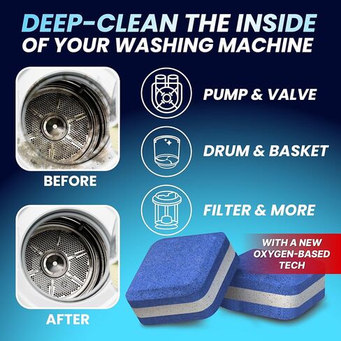 Washing Machine Cleaner Pro Tablets for Pet Owners - 28 Pack, Front & Top Load Washer Deep Cleaning, Septic Tank Safe, HE Support, Remove Stubborn Pet Hair, Eliminates Smells, Prevents Dander Build-up in Saudi Arabia
