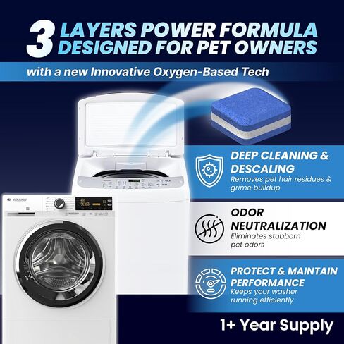 Washing Machine Cleaner Pro Tablets for Pet Owners - 28 Pack, Front & Top Load Washer Deep Cleaning, Septic Tank Safe, HE Support, Remove Stubborn Pet Hair, Eliminates Smells, Prevents Dander Build-up in Saudi Arabia