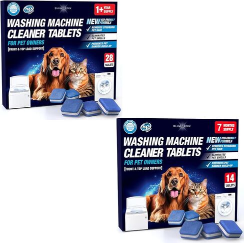 Washing Machine Cleaner Pro Tablets for Pet Owners - 28 Pack, Front & Top Load Washer Deep Cleaning, Septic Tank Safe, HE Support, Remove Stubborn Pet Hair, Eliminates Smells, Prevents Dander Build-up in Saudi Arabia